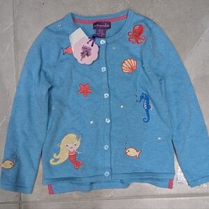 2/$25 NWT Shrinking Violet Aqua Cardigan • Mermaid Embroidery • Size 3T